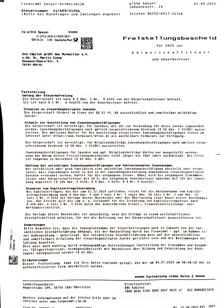 Bescheid 2024 (Freistellung- Körberschaft)